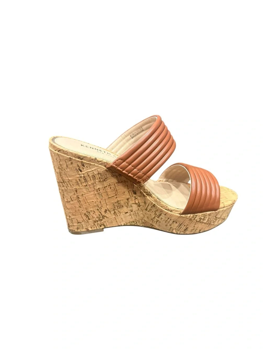 Kenneth Cole New York Cailyn Cork Wedge Slide Sandals Brown Tan - Size 6.5